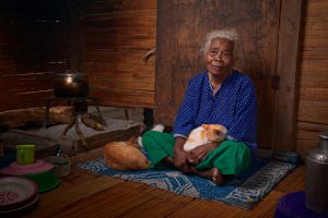 Elderly lady with cat